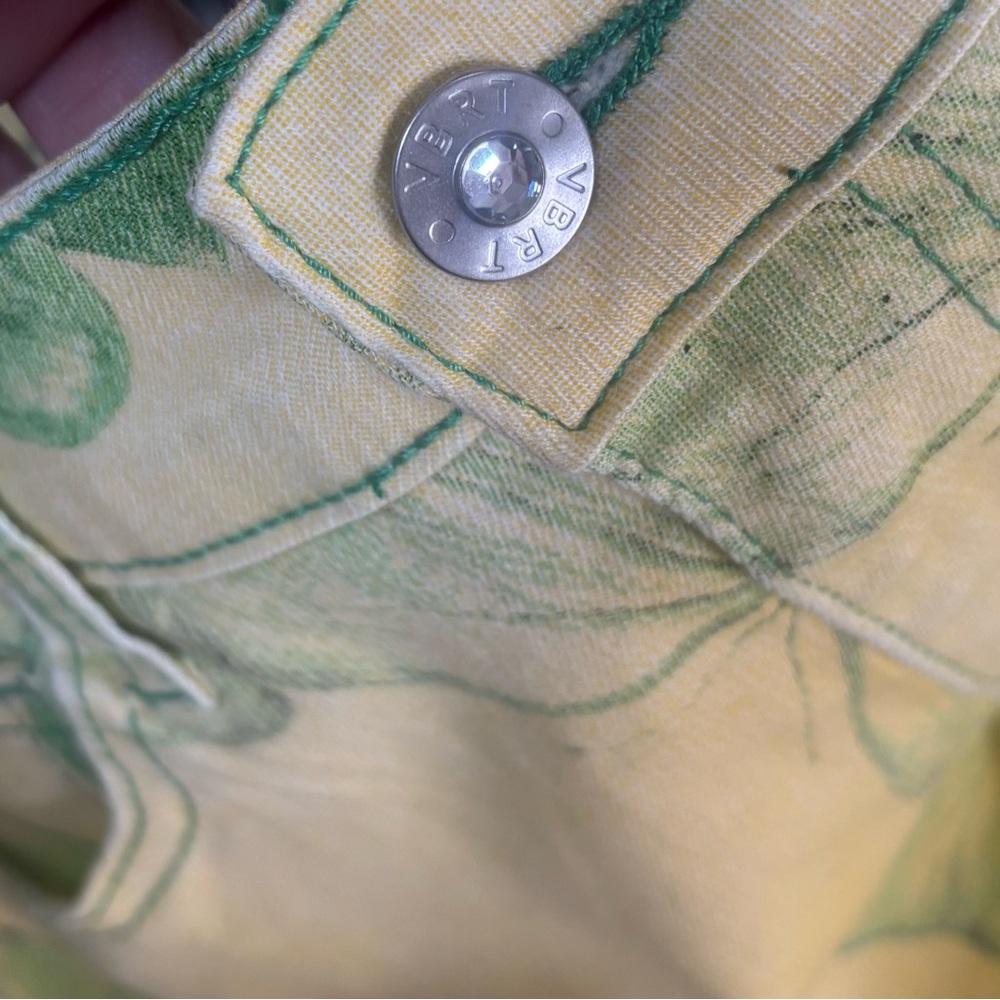 NWT VBRT Vibrant Miu Butterfly Print Yellow Green Wide Leg Fairycore Jeans S - Picture 4 of 13